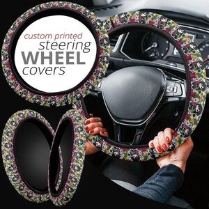 NWT Pirate Skulls Anime Animation Cartoon Printed Steering Wheel Cover